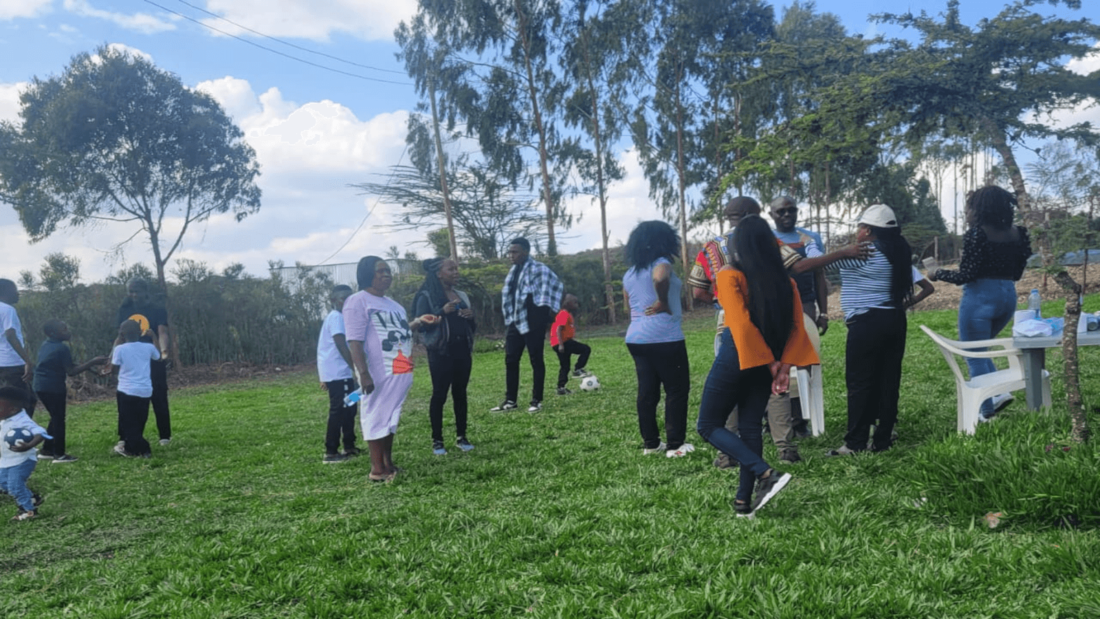 Another group engaged in outdoor activities at the farm